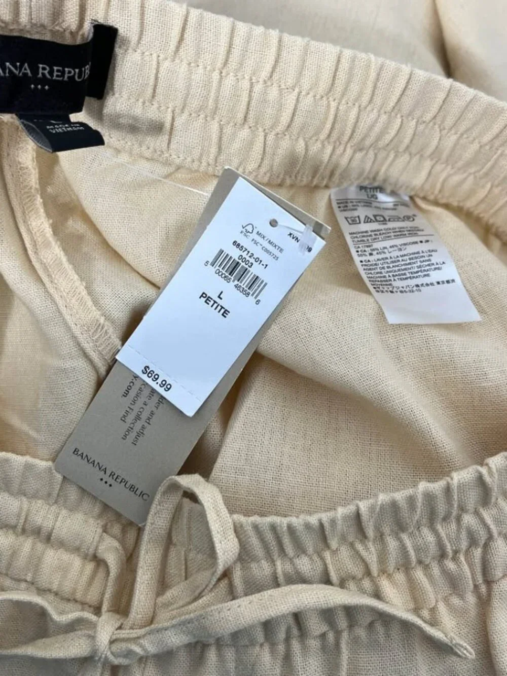 Banana Republic NWT Beige Pull On Lightweight Neutral Cargo Jogger Pant [sz Lp]